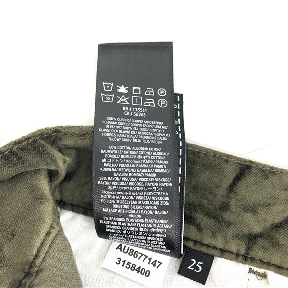 7FAM Green Fatigue High Waist Velvet Ankle Skinny - Picture 8 of 8